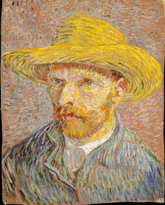 Self-Portrait with a Straw Hat (obverse: The Potato Peeler) by Vincent van Gogh, 1887. Courtesy of The Metropolitan Museum.