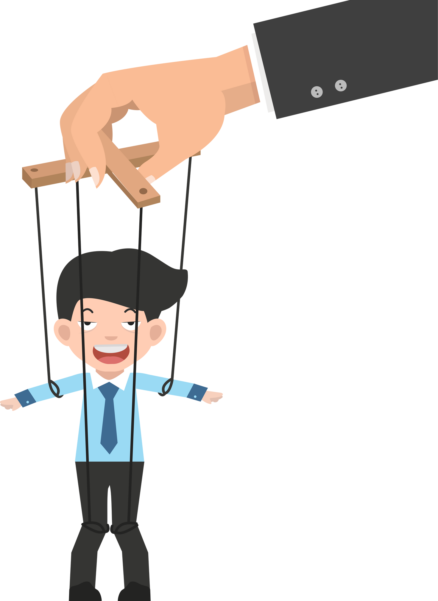 businessman on Ropes Controlled by Hand