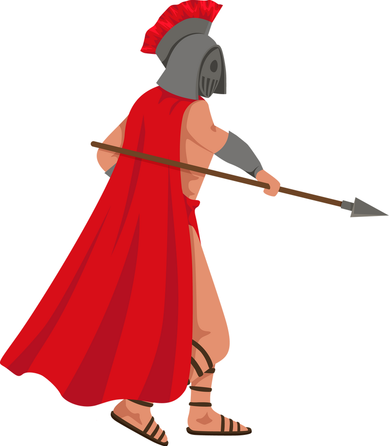 Ancient roman gladiator. People in armor. Warrior with weapon. Fighting and standing pose, 2D game. Sparta coliseum fight character